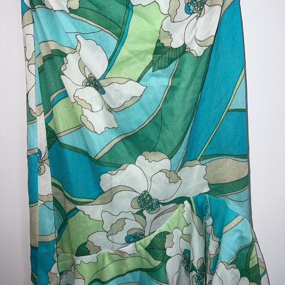 Vintage Y2K green floral midi dress medium - Picture 3 of 11